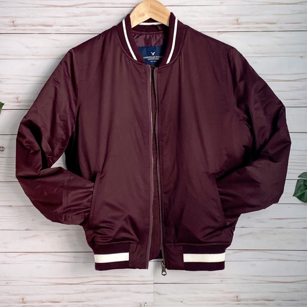 AEO Bomber Jacket - Burgundy
